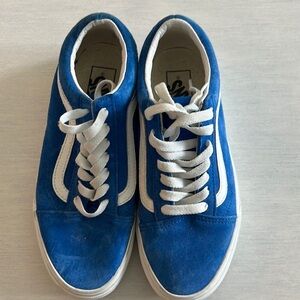 Vans Off The Wall Sneakers Low Top Mens Size 5.5 Womens Size 7 Blue With White